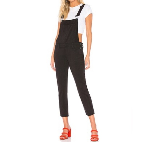 NEW Paige Denim Sierra Overalls Womens Size 24 Black Cotton Blend NWOT